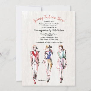 Invitación Modelos de moda Tres Fashion Show Invitation