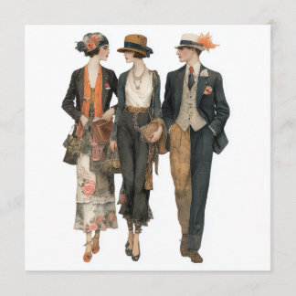 Invitación Modelos de moda vintage thruple - hoja de decoupag