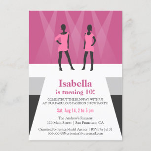 Invitación Modelos modernos Runway Fashion Show Birthday Part