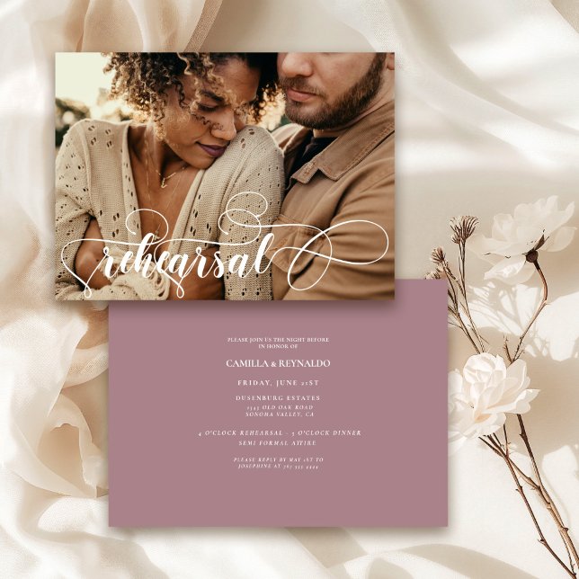 Invitación Moden Lilac=Color Mínimo Ensayo Cena Foto (Subido por el creador)