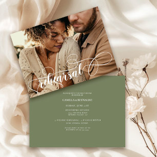 Invitación Moden Sage Green Mínimo de ensayo Cena Foto