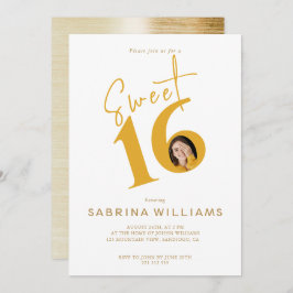 Invitación Moden Stylish Gold Script Dulce Cumpleaños
