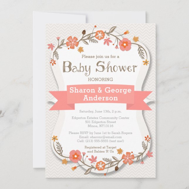 Invitación moderada a la modernidad en Baby Shower (Anverso)