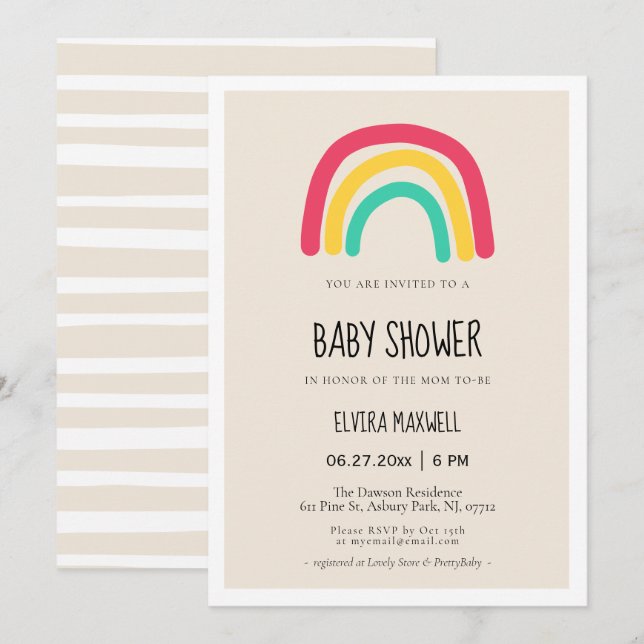 Invitación Moderada y atractiva ducha de bebé (Anverso / Reverso)