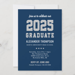 Invitación Modern 2023 Graduate Navy Gray Graduation Party