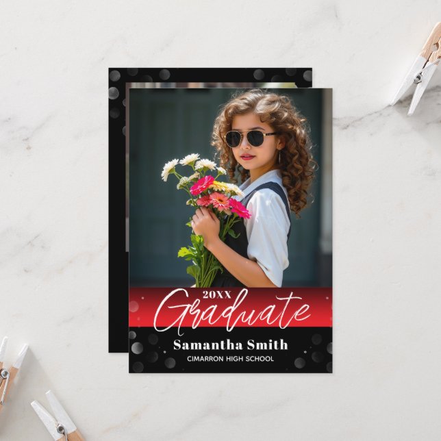 Invitación Modern 2 Photo Graduation Senior Photo Grad Invite (Anverso/Reverso In Situ)