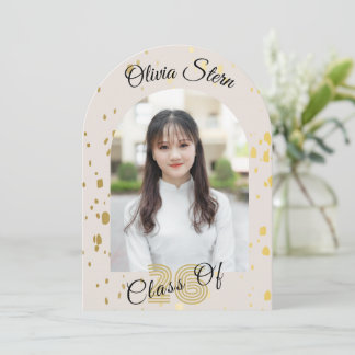 Invitación Modern 3 Photo Graduation Invitation| Gold