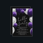 Invitación Modern 40th Birthday Black Silver Purple Balloons<br><div class="desc">Modern black and purple with silver invitation Template is perfect for stylish birthday party. Elegant-minimalistic themed invite is full of fun and modern design elements,  elegant calligraphy and modern fonts. Birthdays are special days,  and this invite can help it make a memorable for friends.</div>