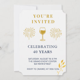 Invitación Modern 40th Birthday Milestone Invitation Card