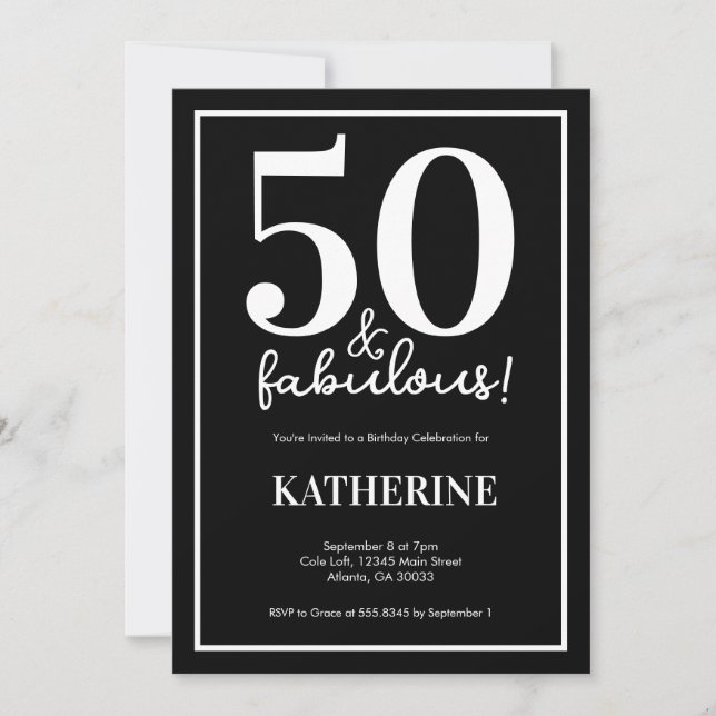 Invitación Modern 50 and Fabulous 50th Birthday  (Anverso)