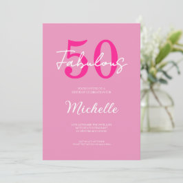 Invitación Modern 50 and Fabulous Pink 50th Birthday Party