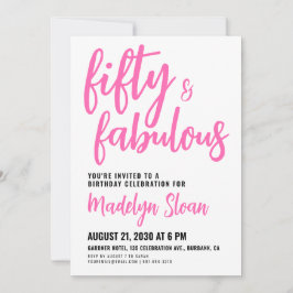 Invitación Modern 50 and Fabulous Pink 50th Birthday Party