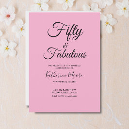 Invitación Modern 50 and Fabulous Pink 50th Birthday Party