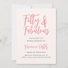 Invitación Modern 50 and Fabulous Pink 50th Birthday Party