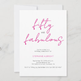 Invitación Modern 50 and Fabulous Pink 50th Birthday Party In