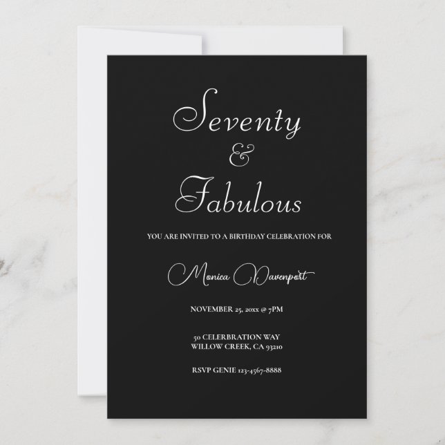 Invitación Modern 70 and Fabulous Pink 70th Birthday Party (Anverso)