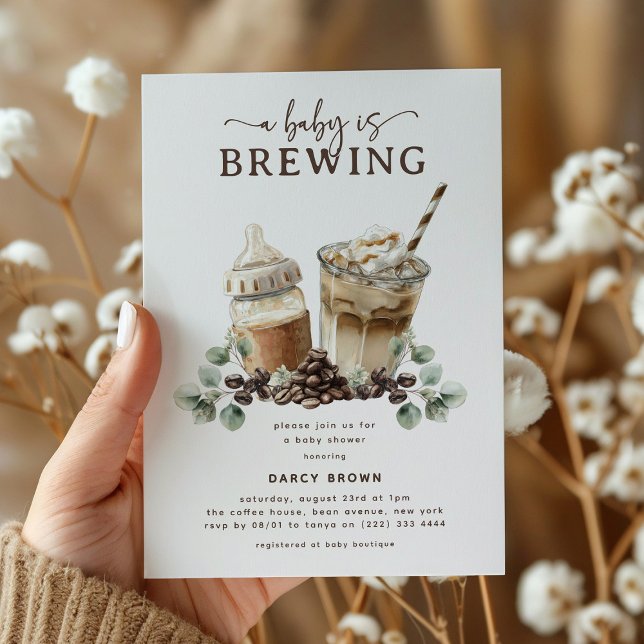 Invitación Modern 'a Baby is Brewing' Coffee Baby Shower (Subido por el creador)