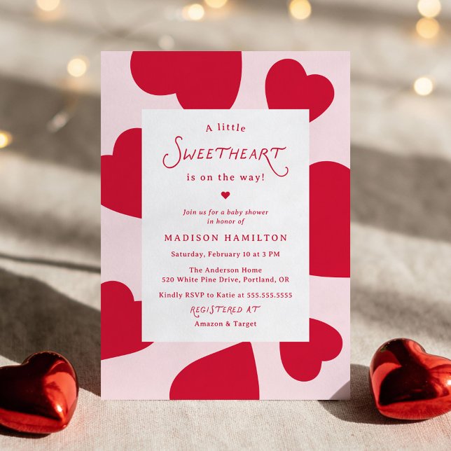Invitación Modern A Little Sweetheart Valentine Baby Shower (Subido por el creador)