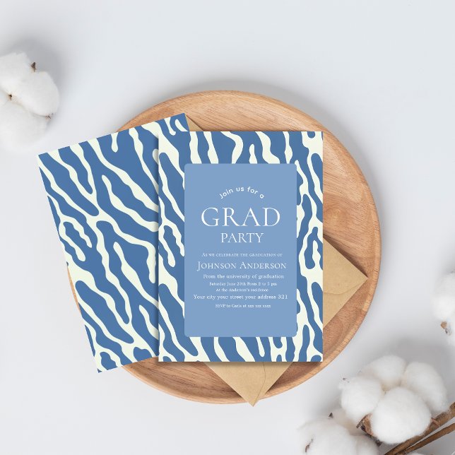 Invitación Modern abstract Blue & Cream Pattern graduation (Subido por el creador)