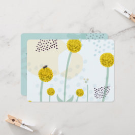 Invitación Modern Abstract Botanical Yellow Billy Button
