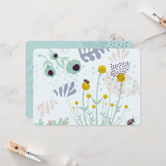 Invitación Modern Abstract Botanical Yellow Billy Button
