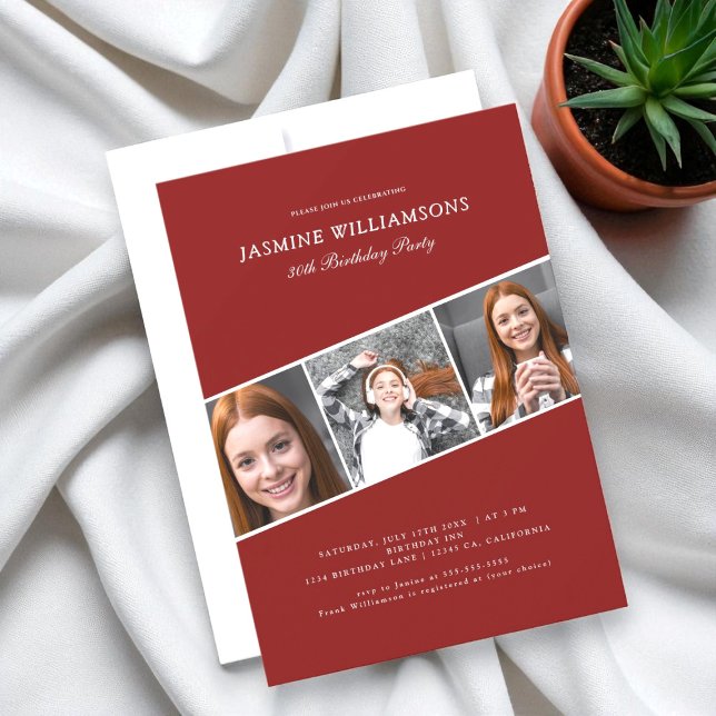 Invitación  Modern  adult photo collage  birthday party (Subido por el creador)