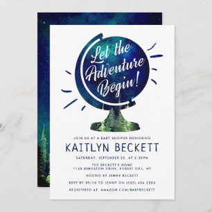 Invitación Modern Adventure Travel Globe Baby Shower