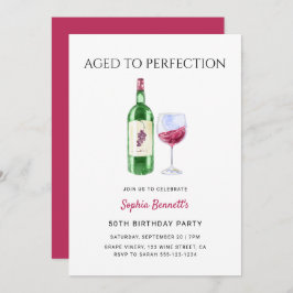 Invitación Modern Aged To Perfection Wine Birthday Party