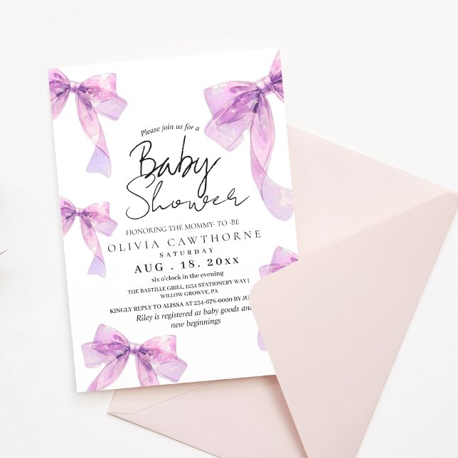 Invitación Modern and elegant Bows Baby Shower  (Subido por el creador)