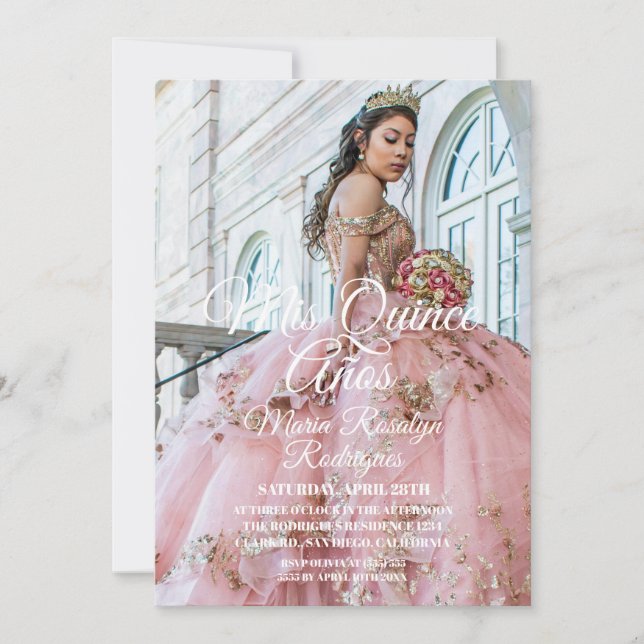 Invitación Modern and Elegant Quinceañera Photo (Anverso)