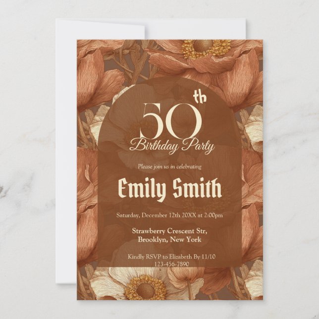 Invitación Modern Anemones Themed Birthday Celebration (Anverso)