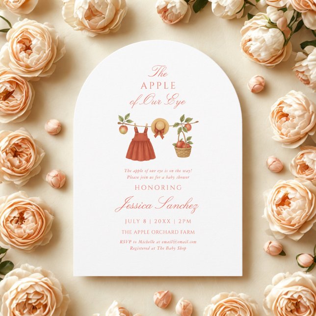 Invitación Modern Apple of Our Eye Minimal Baby Shower (Subido por el creador)