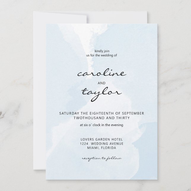 Invitación Modern, aquarell, minimalistic Wedding Collection (Anverso)