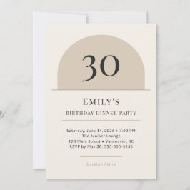 Invitación Modern Arch 30th Birthday Dinner Party Invitation