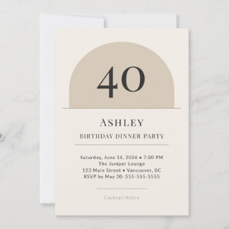 Invitación Modern Arch 40th Birthday Dinner Party Invitation