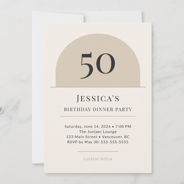 Invitación Modern Arch 50th Birthday Dinner Party Invitation (Anverso)