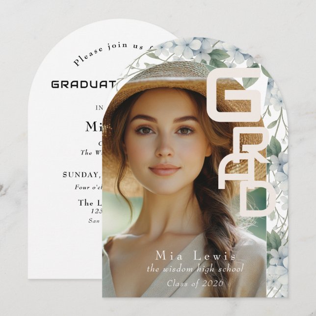 Invitación Modern Arch Photo Graduation Party (Anverso / Reverso)