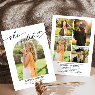 Invitación Modern Arch Photo Graduation Party Invitation