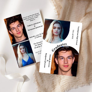 Invitación Modern arch photo hermanos Doble graduación