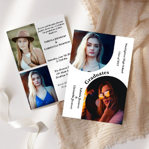 Invitación Modern arch photo hermanos Doble graduación