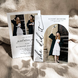 Invitación Modern Arch Photo She Did It Graduation