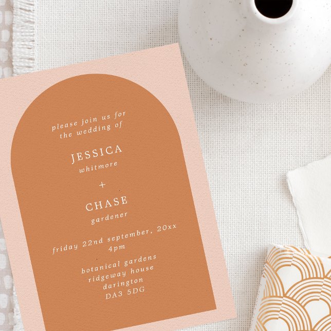 Invitación Modern Arch Terracotta & Blush Editable Wedding (Subido por el creador)