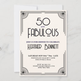 Invitación Modern Art Deco 50 and Fabulous Birthday 