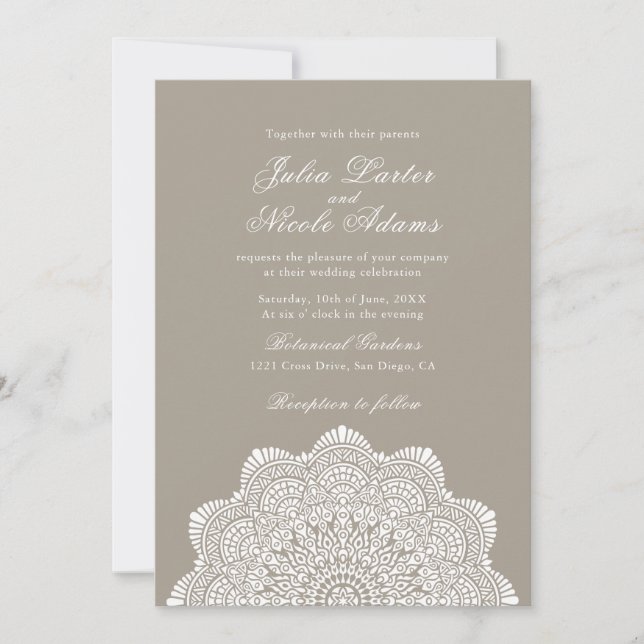 Invitación Modern Artistic Motif Style Mandala Wedding (Anverso)
