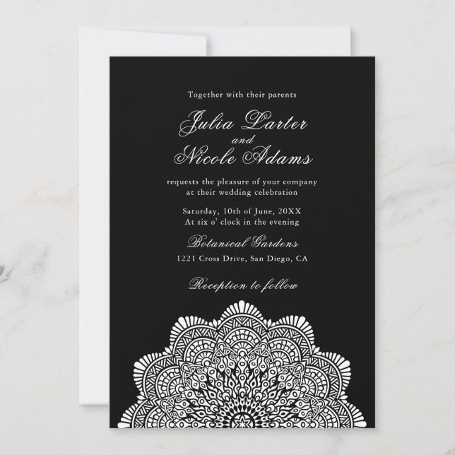 Invitación Modern Artistic Motif Style Mandala Wedding (Anverso)