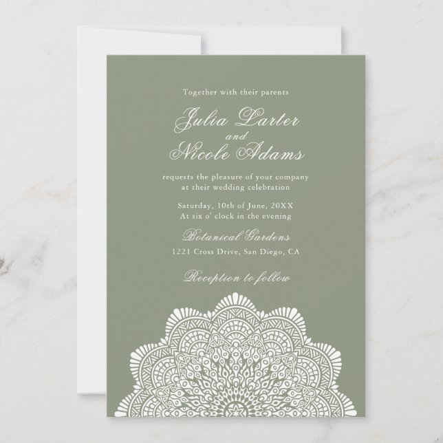 Invitación Modern Artistic Motif Style Mandala Wedding (Anverso)
