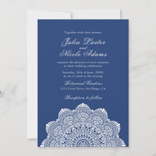 Invitación Modern Artistic Motif Style Mandala Wedding (Anverso)