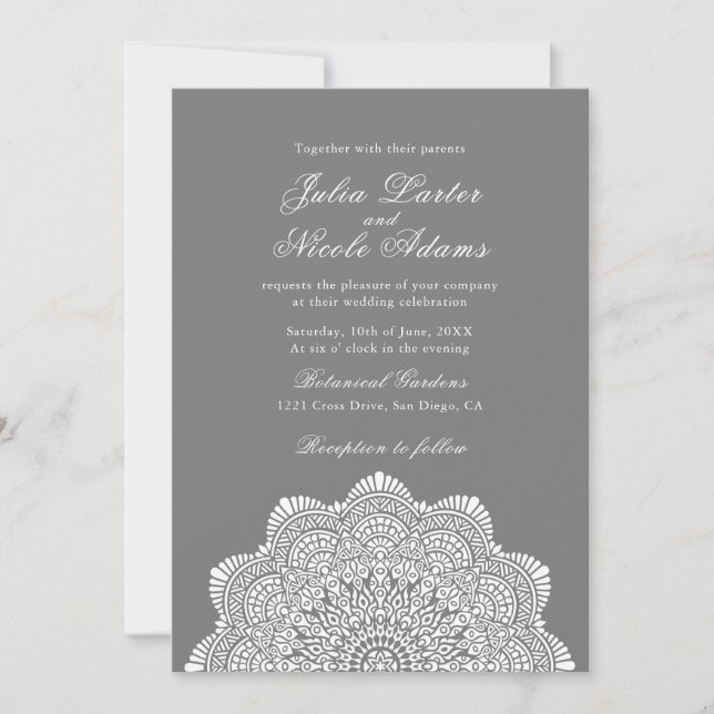 Invitación Modern Artistic Motif Style Mandala Wedding (Anverso)