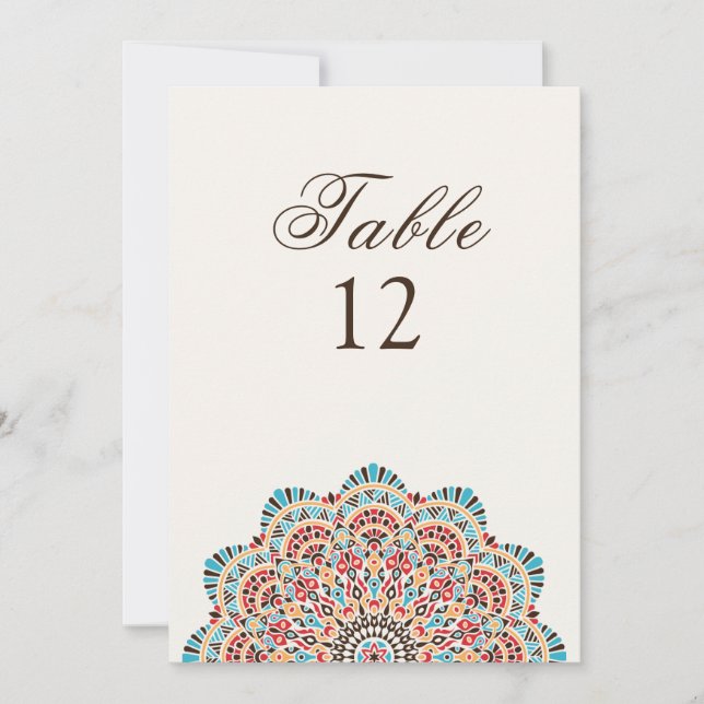 Invitación Modern Artistic Style Mandala Wedding Table Number (Anverso)