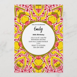 Invitación Modern Artistic Yellow & Pink Abstract Pattern